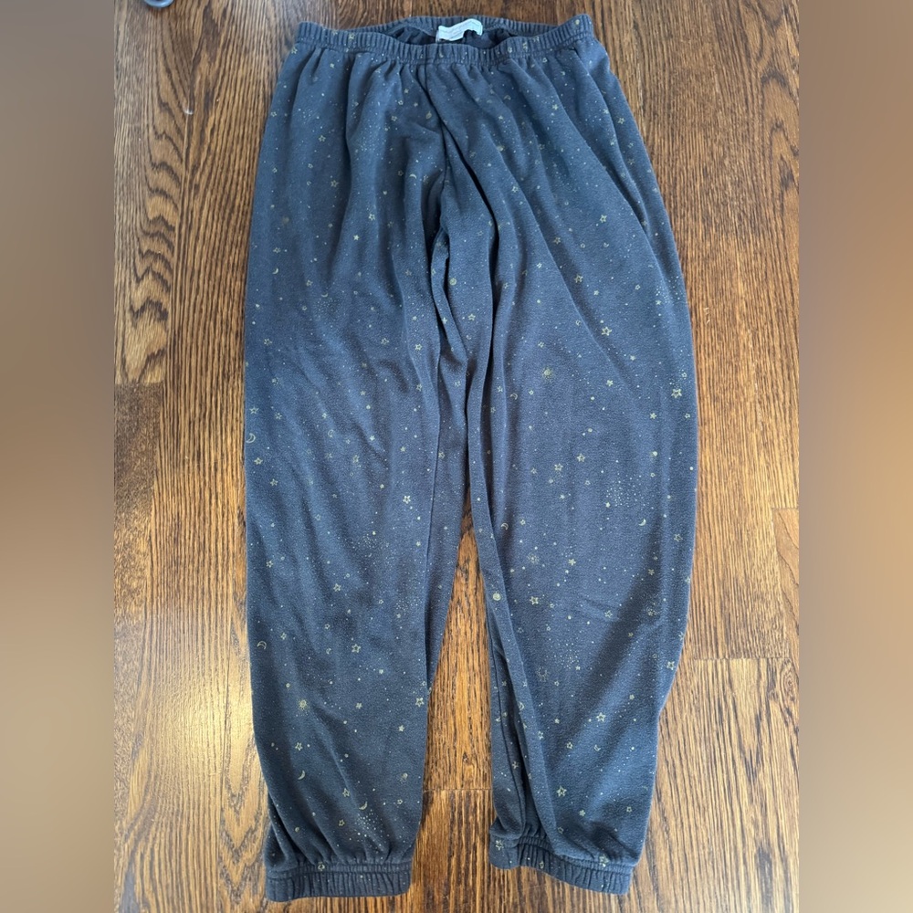 Spiritual Gangster Gray and Gold Star Print Sweatpants
